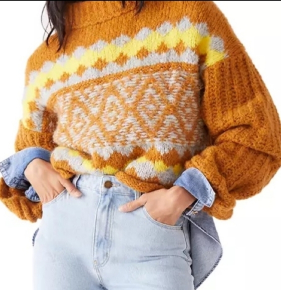 NWT Free People Alpine Oversized Sweater Cinnamon Toast Large Wool Alpaca Blend - Picture 4 of 11